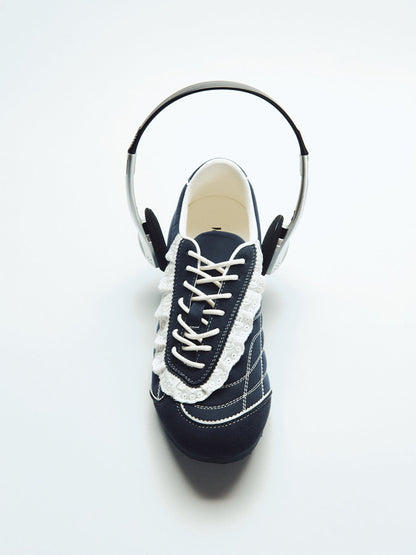 Navy Contrast-Stitch Low-Profile Trainers