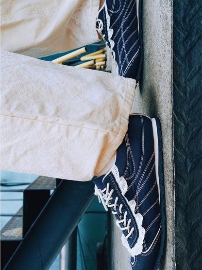 Navy Contrast-Stitch Low-Profile Trainers