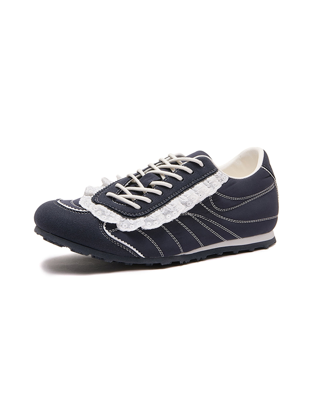 Navy Contrast-Stitch Low-Profile Trainers