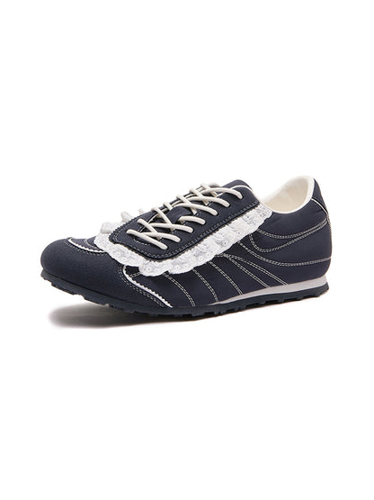 Navy Contrast-Stitch Low-Profile Trainers