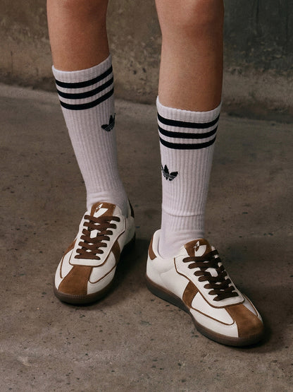 Brown Suede-Panel Gum-Sole Trainers