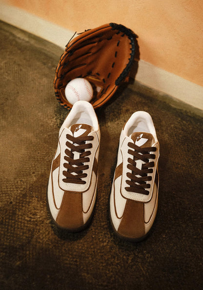 Brown Suede-Panel Gum-Sole Trainers