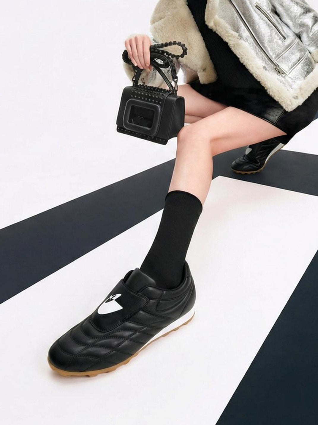 Quilted Leather Soccer Trainer Sneakers