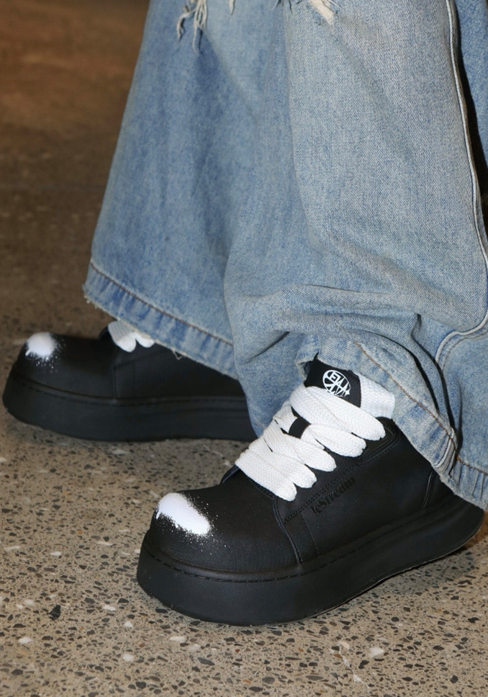 Spray-Finish Leather Platform Derby Shoes