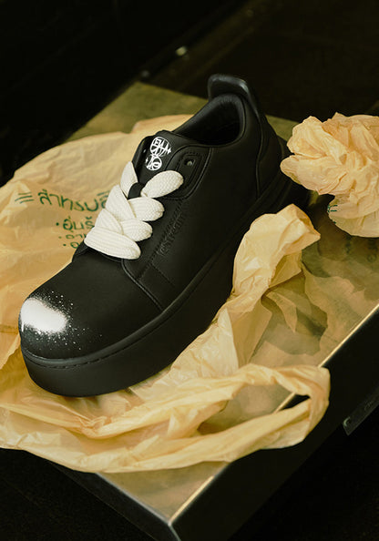 Spray-Finish Leather Platform Derby Shoes
