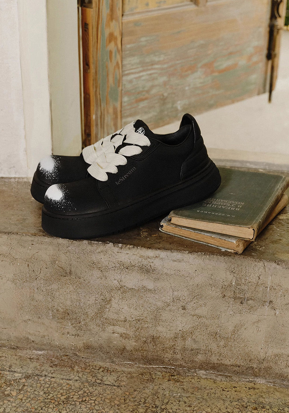 Spray-Finish Leather Platform Derby Shoes