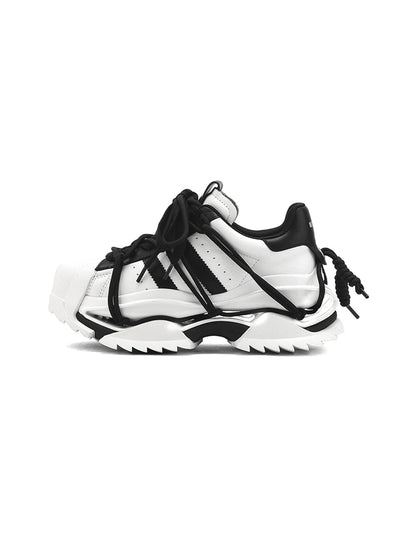 Strapped Monochrome Sculpted-Sole Sneakers