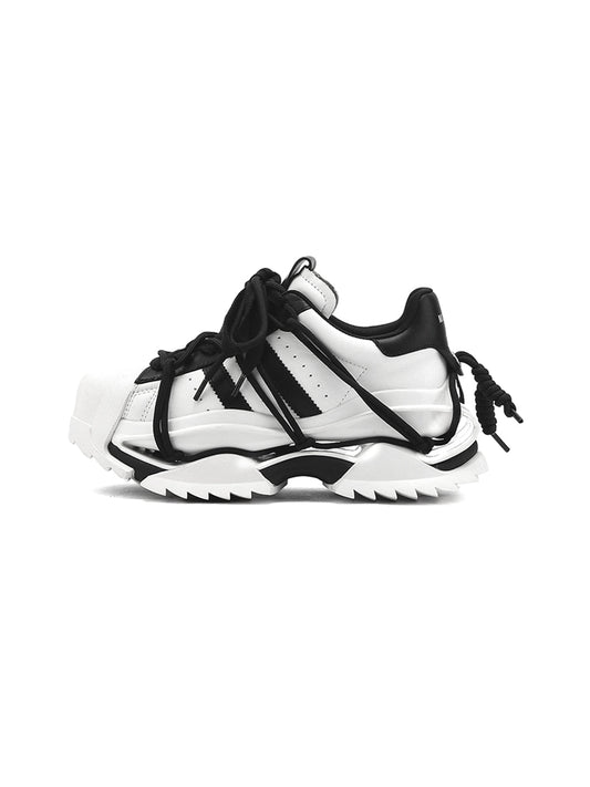 Strapped Monochrome Sculpted-Sole Sneakers