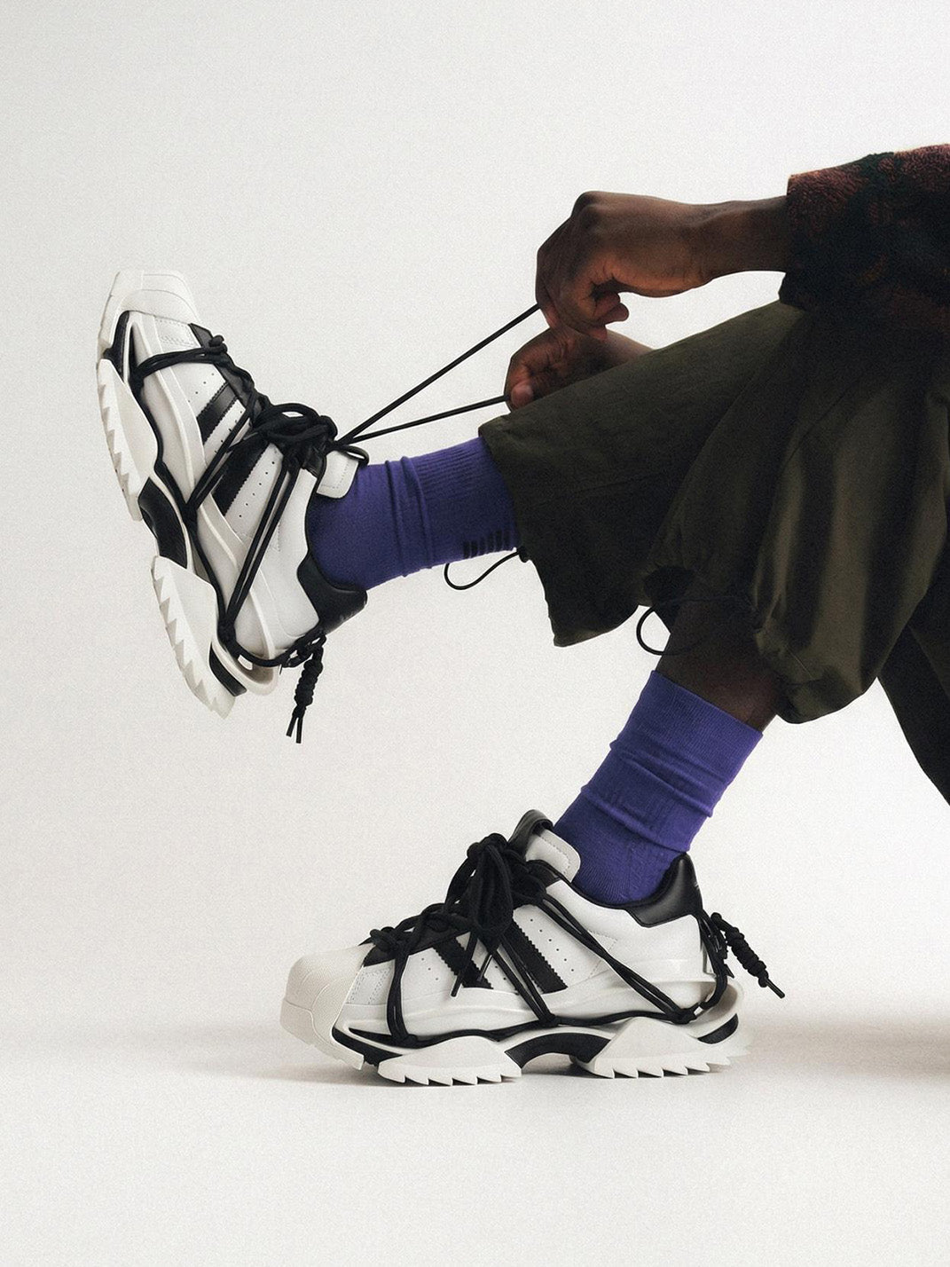Strapped Monochrome Sculpted-Sole Sneakers