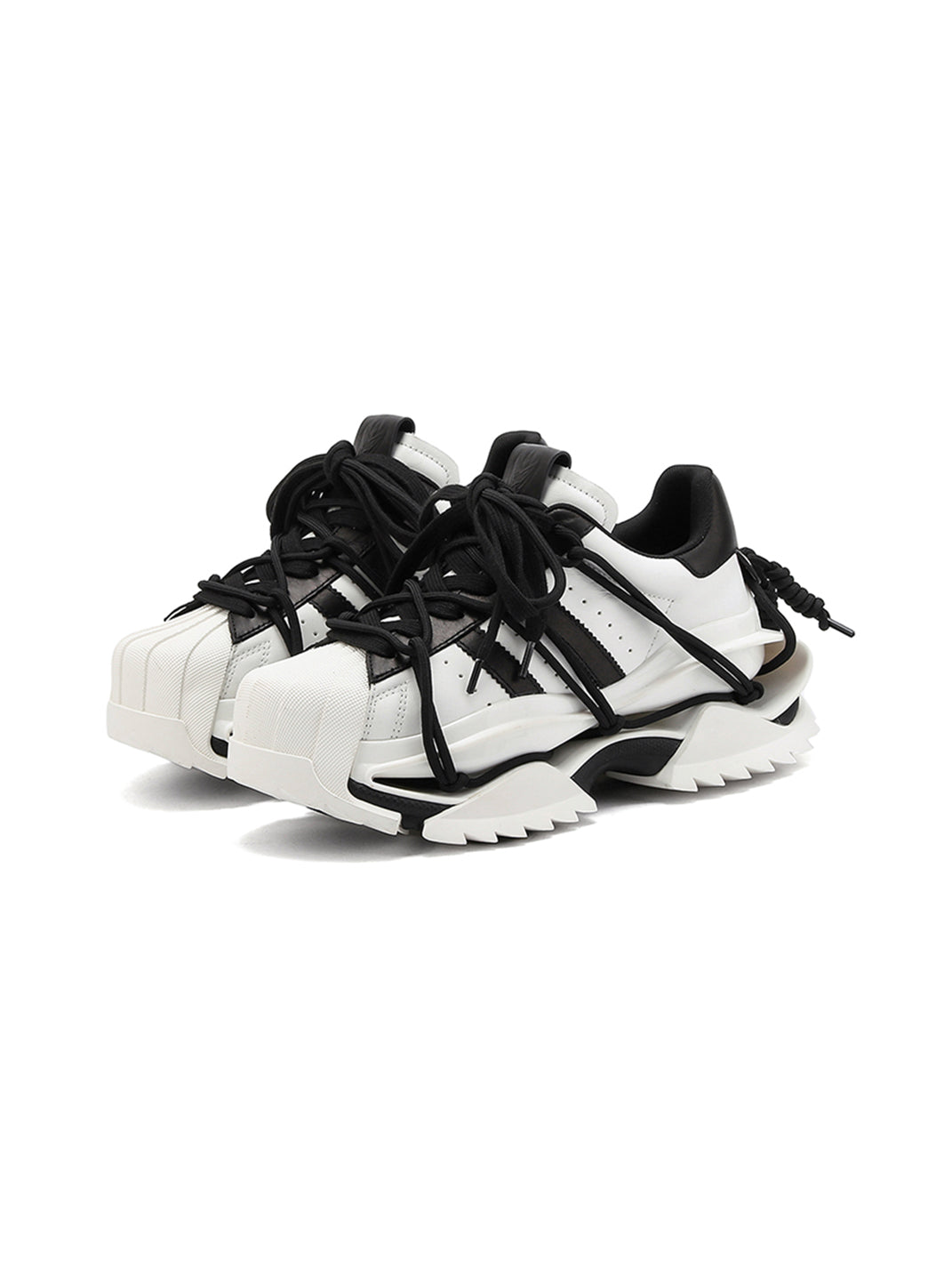 Strapped Monochrome Sculpted-Sole Sneakers