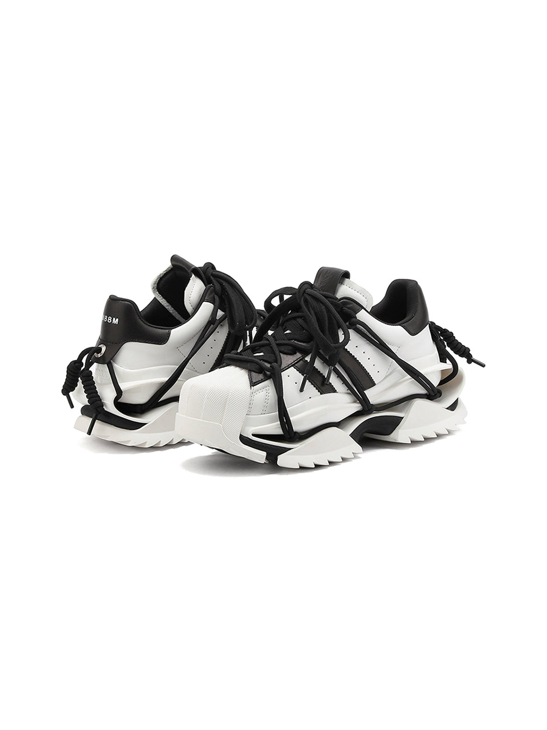 Strapped Monochrome Sculpted-Sole Sneakers
