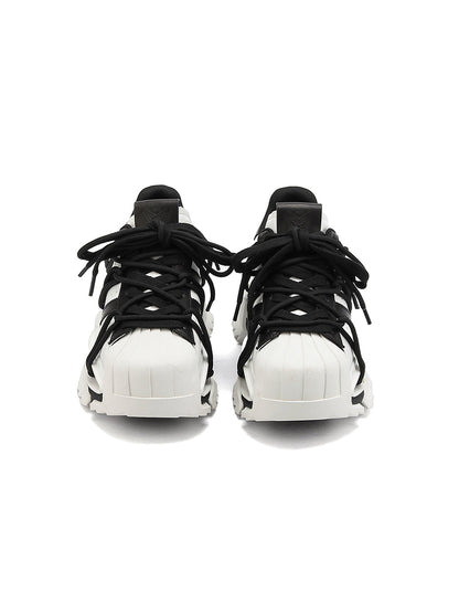 Strapped Monochrome Sculpted-Sole Sneakers