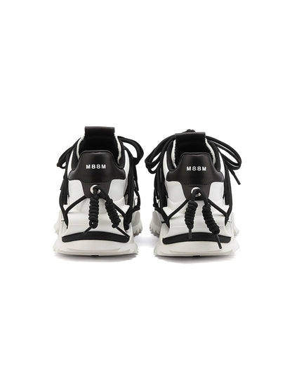 Strapped Monochrome Sculpted-Sole Sneakers