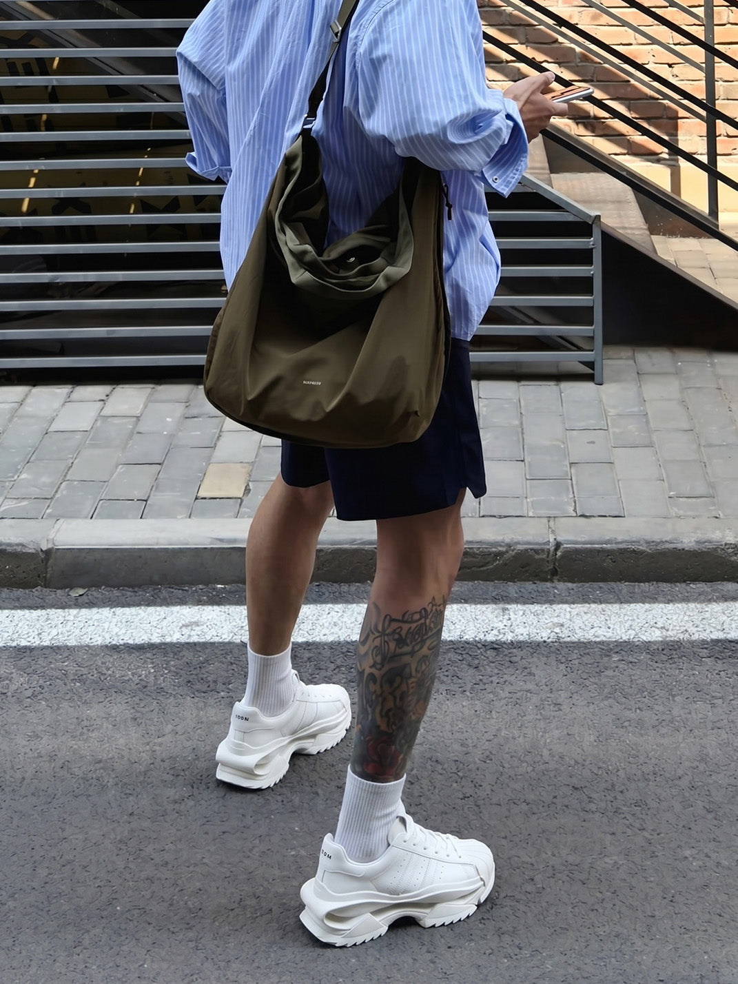 White Cutout-Sole Platform Sneakers