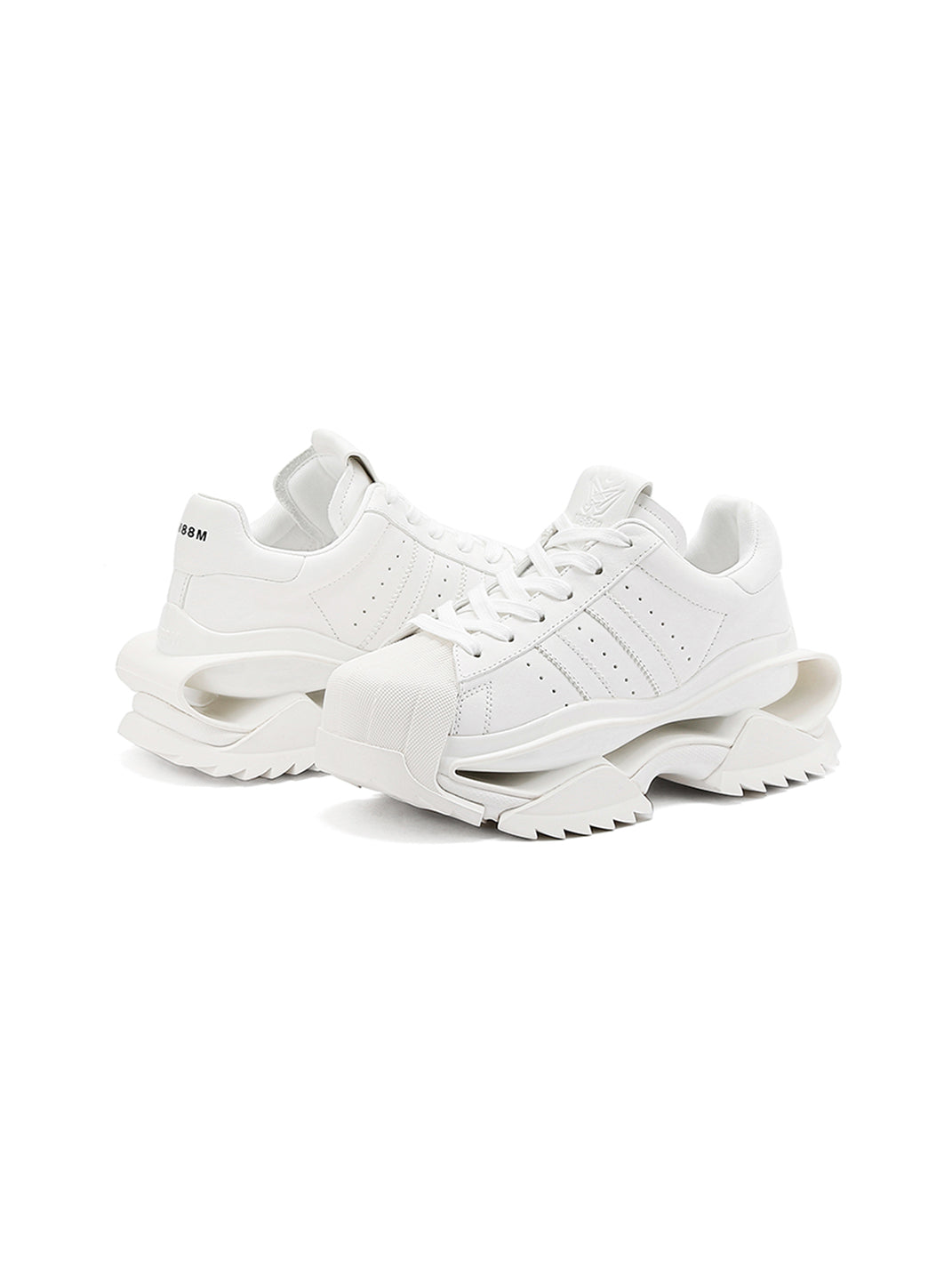White Cutout-Sole Platform Sneakers