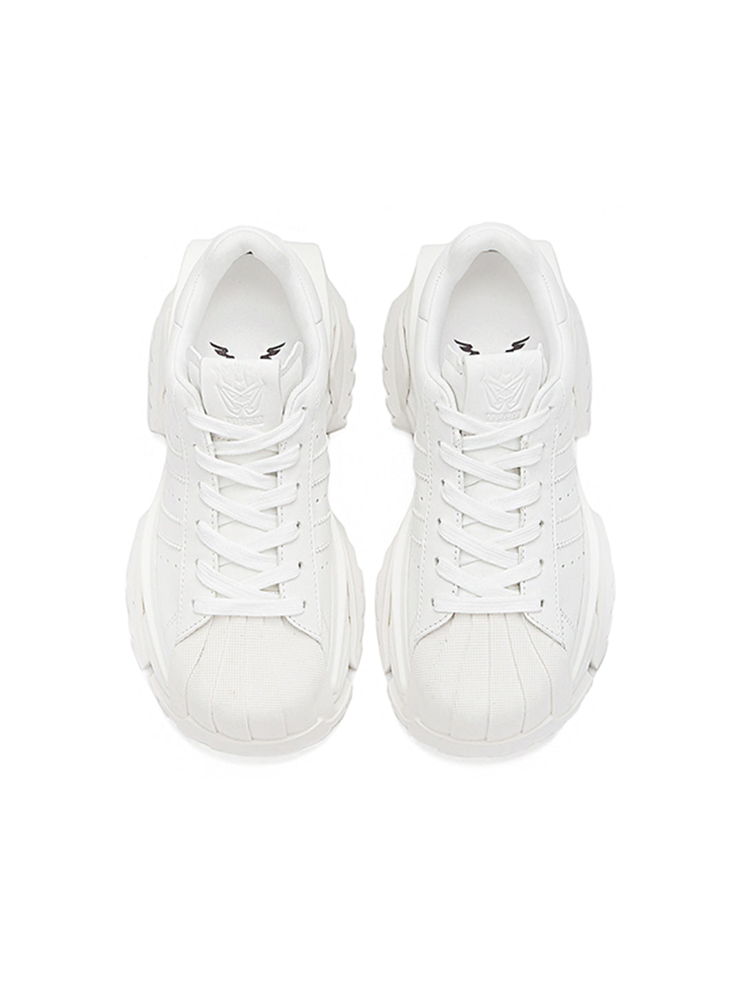 White Cutout-Sole Platform Sneakers