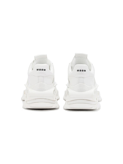 White Cutout-Sole Platform Sneakers