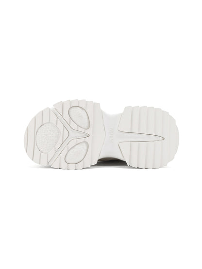 White Cutout-Sole Platform Sneakers