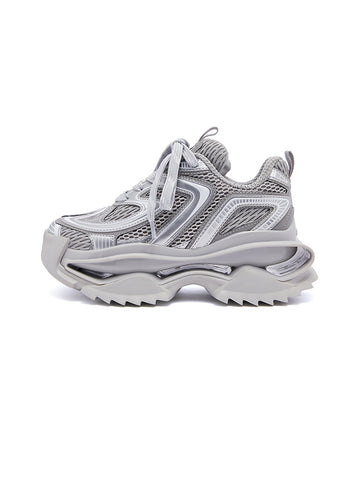 Silver Mesh Sculpted-Sole Runner Sneakers