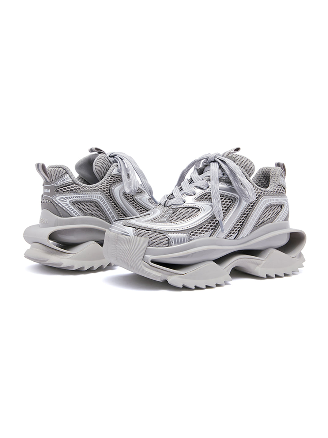 Silver Mesh Sculpted-Sole Runner Sneakers
