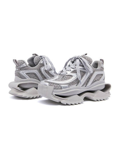 Silver Mesh Sculpted-Sole Runner Sneakers