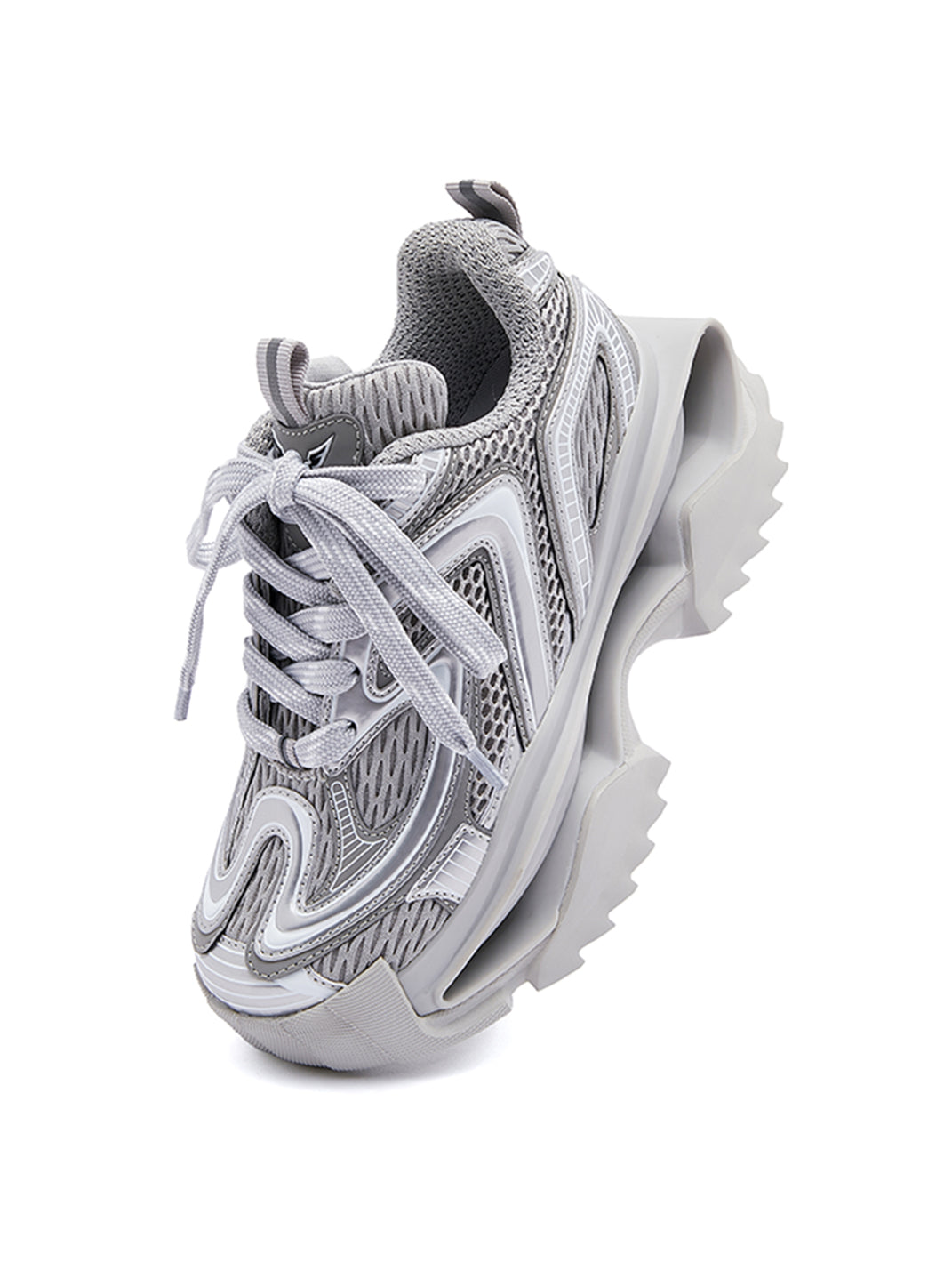Silver Mesh Sculpted-Sole Runner Sneakers