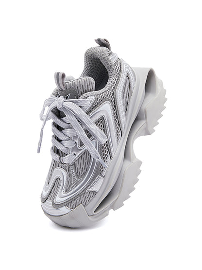 Silver Mesh Sculpted-Sole Runner Sneakers