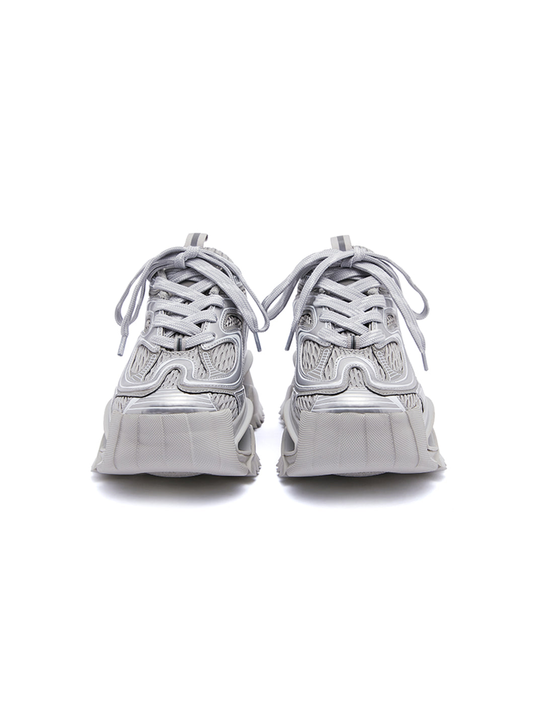 Silver Mesh Sculpted-Sole Runner Sneakers