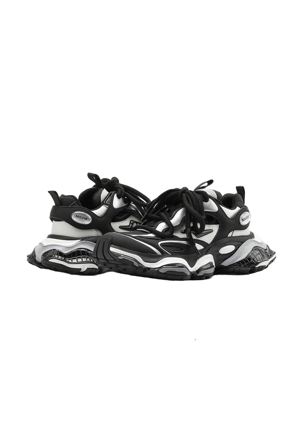 Black-Silver Air-Cushioned Runner Sneakers
