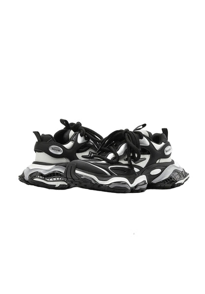 Black-Silver Air-Cushioned Runner Sneakers