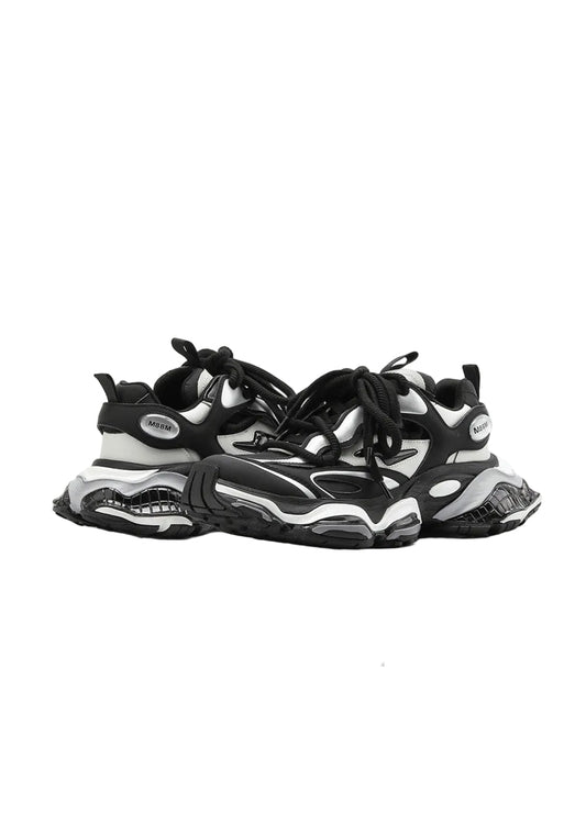 Black-Silver Air-Cushioned Runner Sneakers