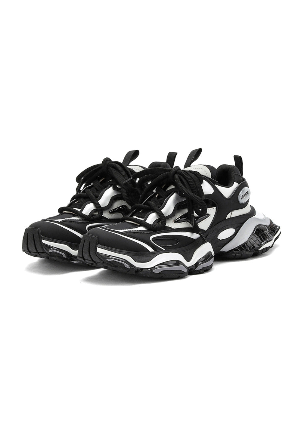 Black-Silver Air-Cushioned Runner Sneakers