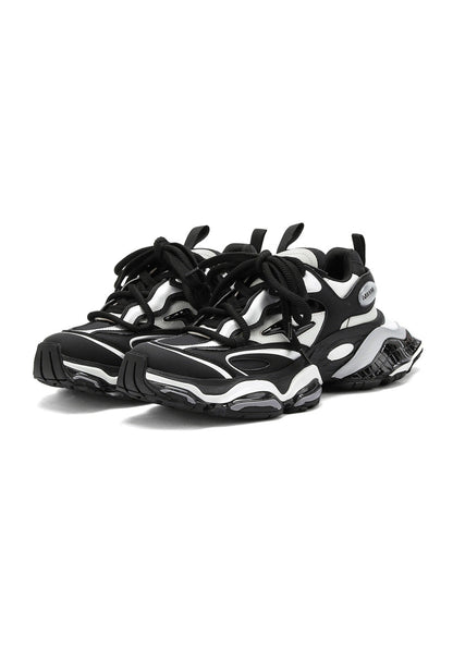 Black-Silver Air-Cushioned Runner Sneakers