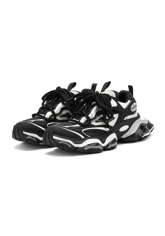 Black-Silver Air-Cushioned Runner Sneakers