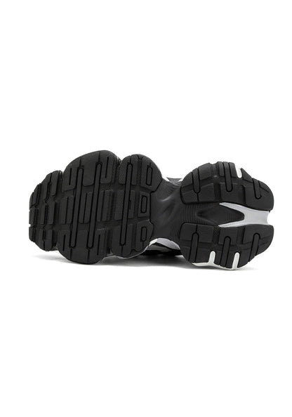 Black-Silver Air-Cushioned Runner Sneakers