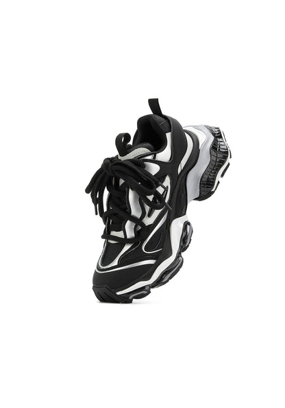 Black-Silver Air-Cushioned Runner Sneakers