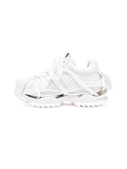 White Strapped Futuristic Runner Sneakers