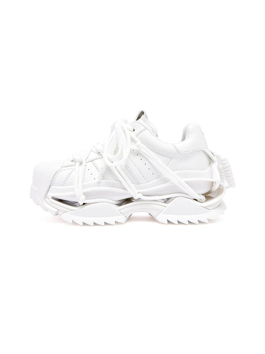 White Strapped Futuristic Runner Sneakers