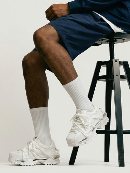 White Strapped Futuristic Runner Sneakers