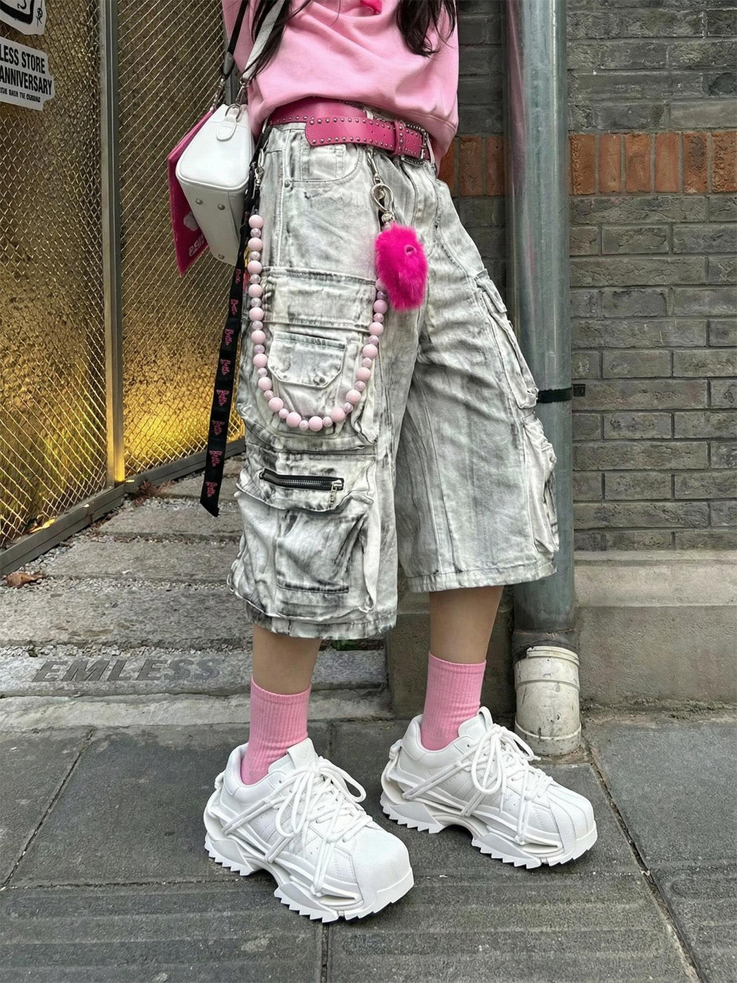 White Strapped Futuristic Runner Sneakers