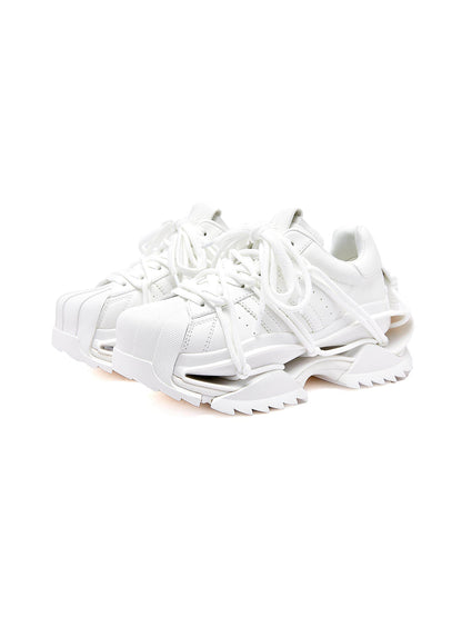 White Strapped Futuristic Runner Sneakers