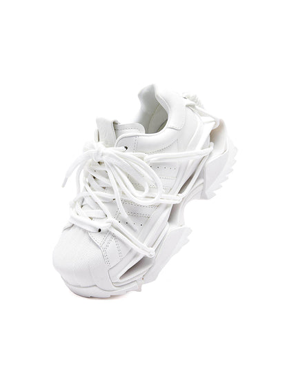 White Strapped Futuristic Runner Sneakers