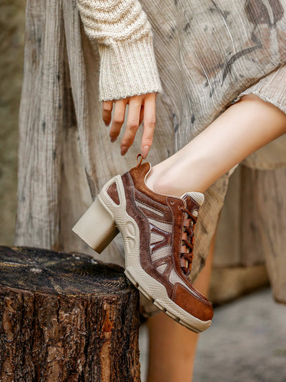 Retro Panel Chunky-Heel Sneakers