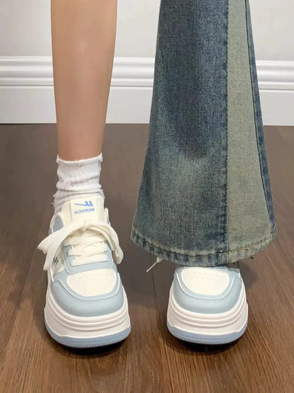 Contrast-Sole Platform Sneakers