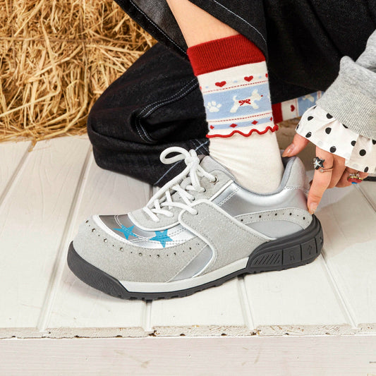 Star-Panel Platform Sneakers