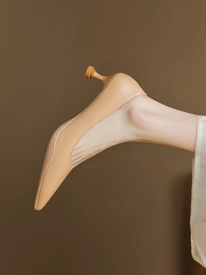 Soft-Leather Point-Toe Kitten Heels
