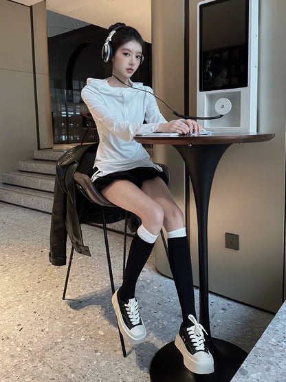 Square-Toe Platform Canvas Sneakers