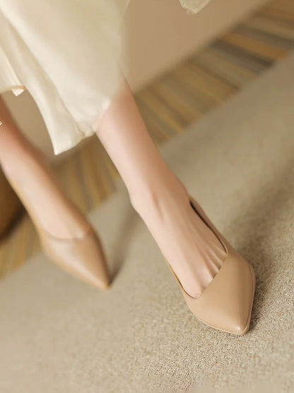 Soft-Leather Point-Toe Kitten Heels