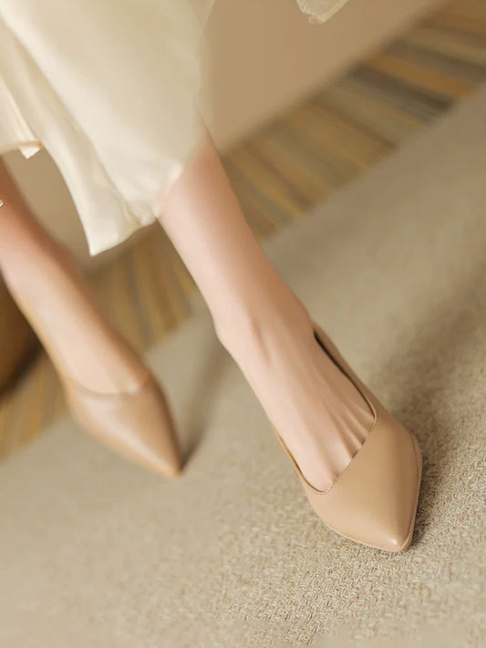 Soft-Leather Point-Toe Kitten Heels