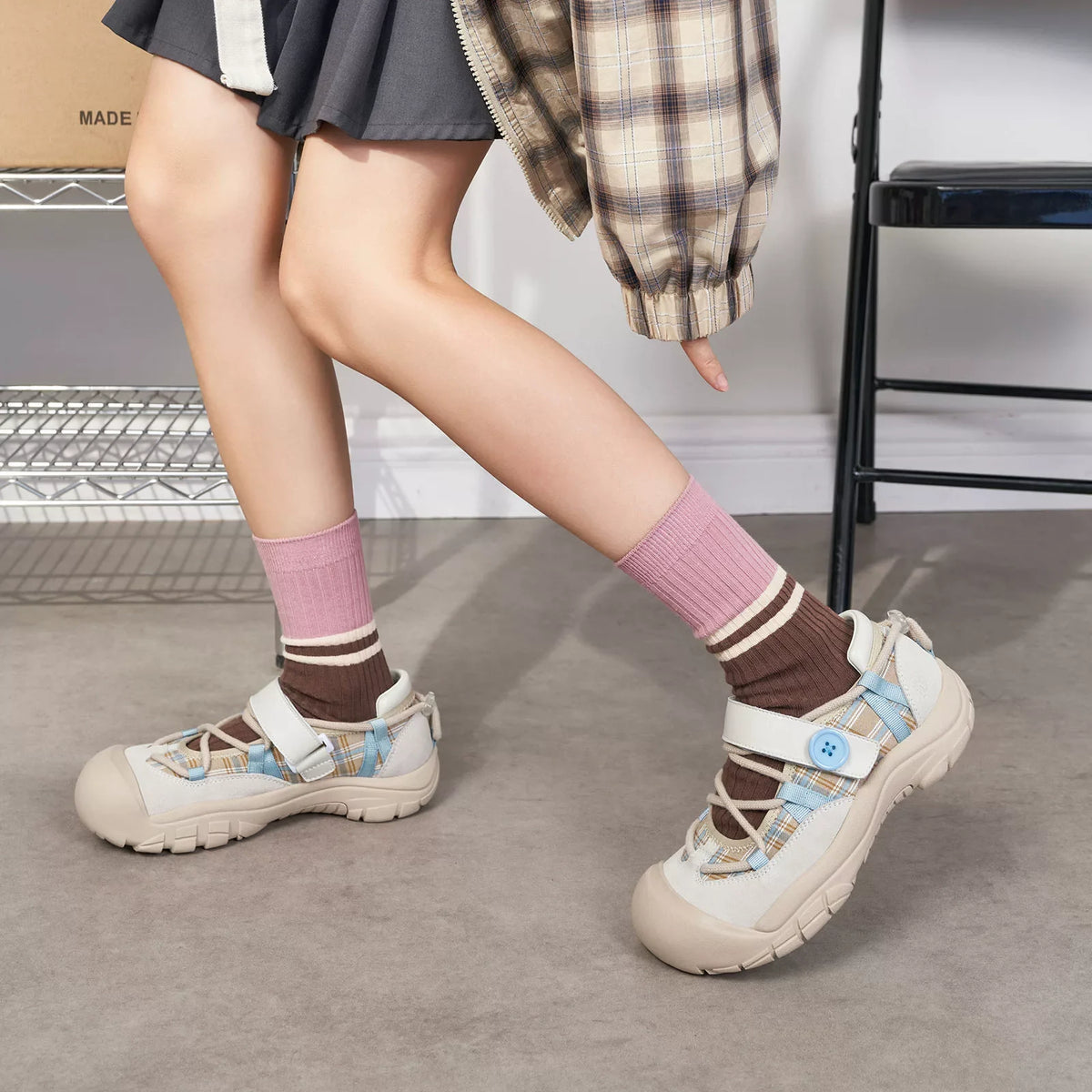 Contrast-Cord Sport Mary Jane Shoes